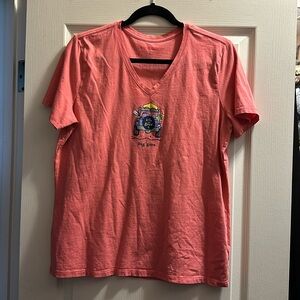 NWOT women’s V neck Life is Good with keep and dog on front size Large